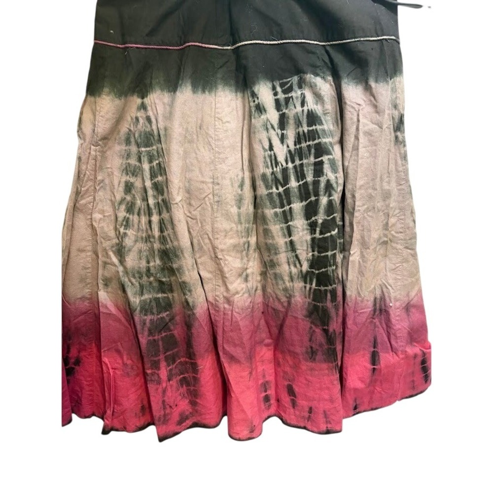 Mix Nouveau New York Tie Dye Midi Skirt Pink Black Grey Boho Flared Size 8